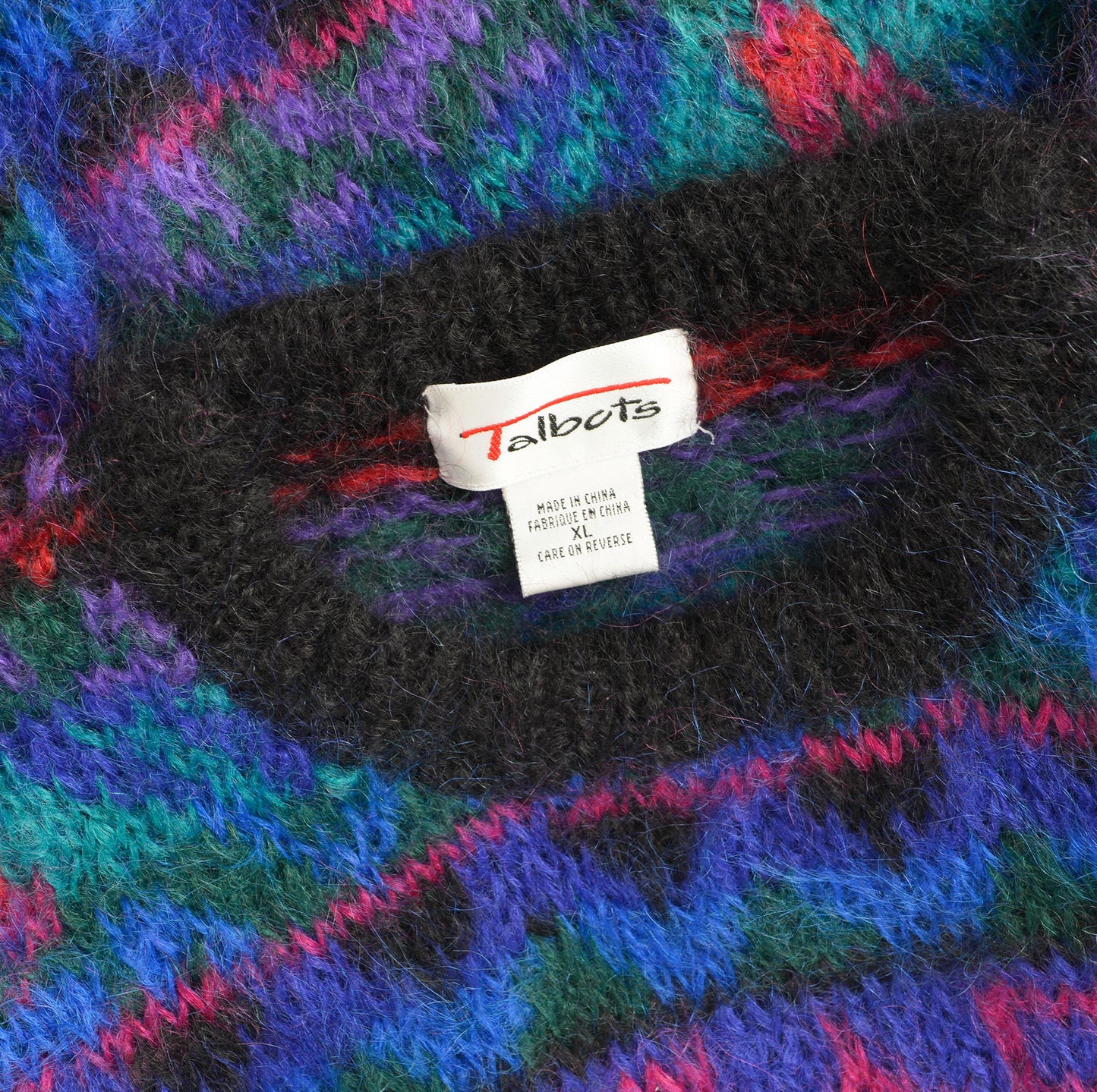 Vintage 90s Geometric Striped Crewneck Mohair Sweater size L XL