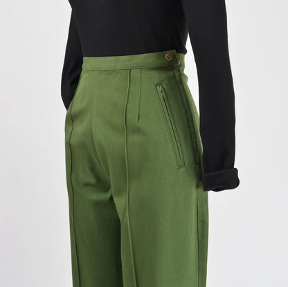 Vintage 90s Izod Olive Green Pants Stretchy Cotton Blend High Waisted Ankle Length Cigarette Pants size M