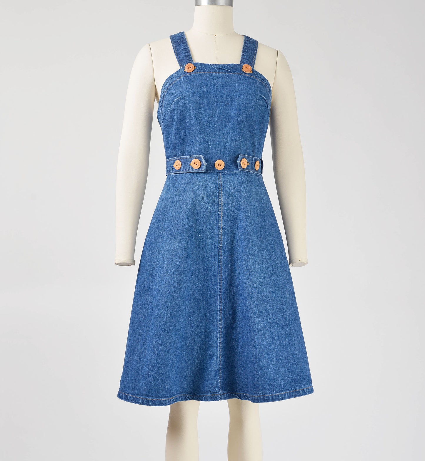 Vintage 70s Landlubber Denim Wrap Around Overall Dress size XS S