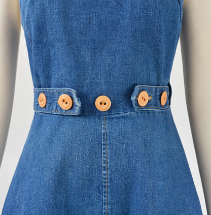 Vintage 70s Landlubber Denim Wrap Around Overall Dress size XS S