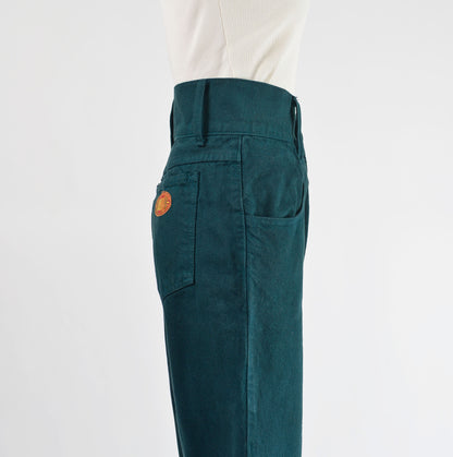 Vintage 90s Forest Green Ultra High Waisted Tapered Leg Jeans with Belt size L