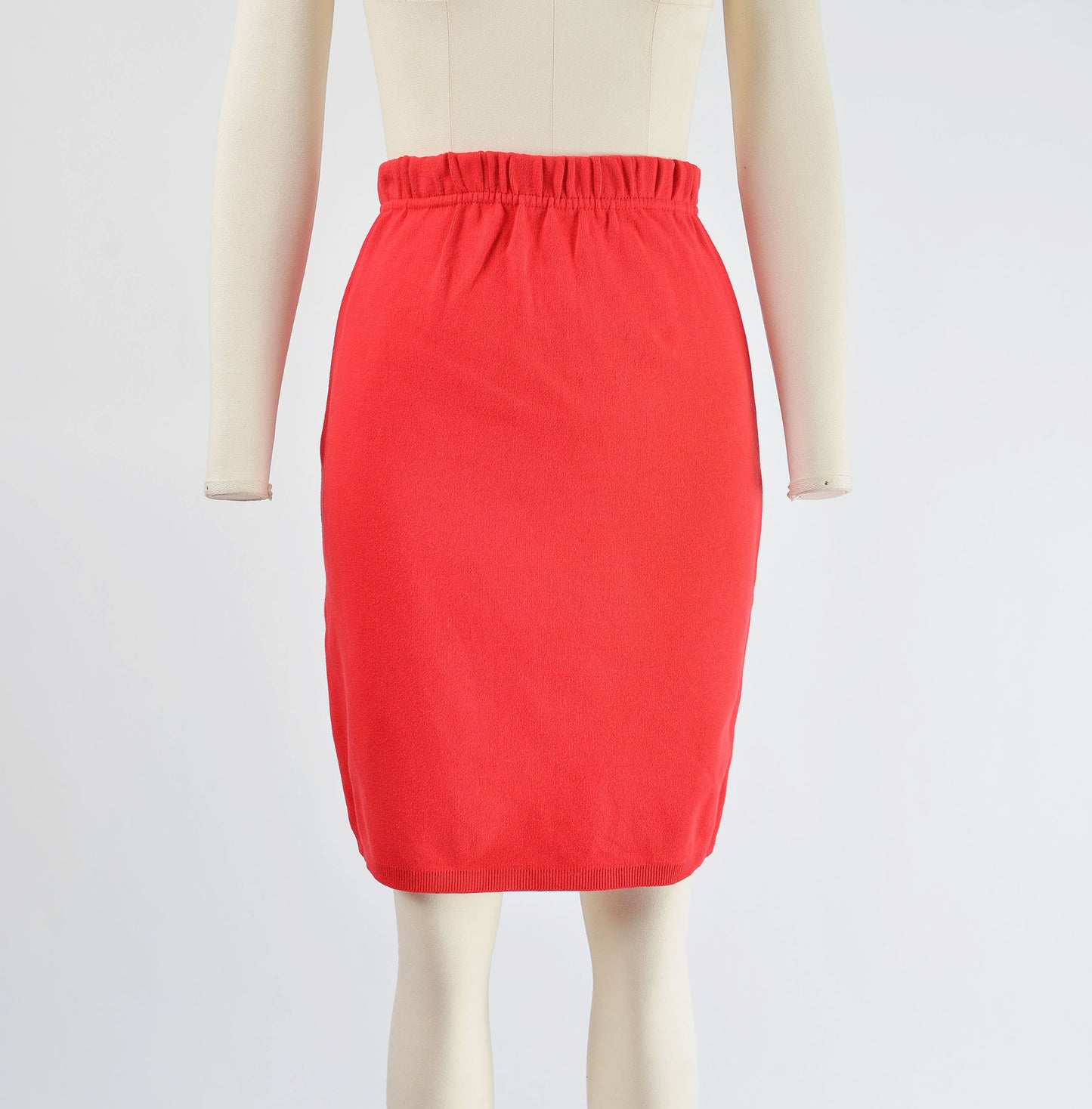 Vintage Red Cotton Knit Sweater and Stretchy Pencil Skirt Two Piece Outfit size XS