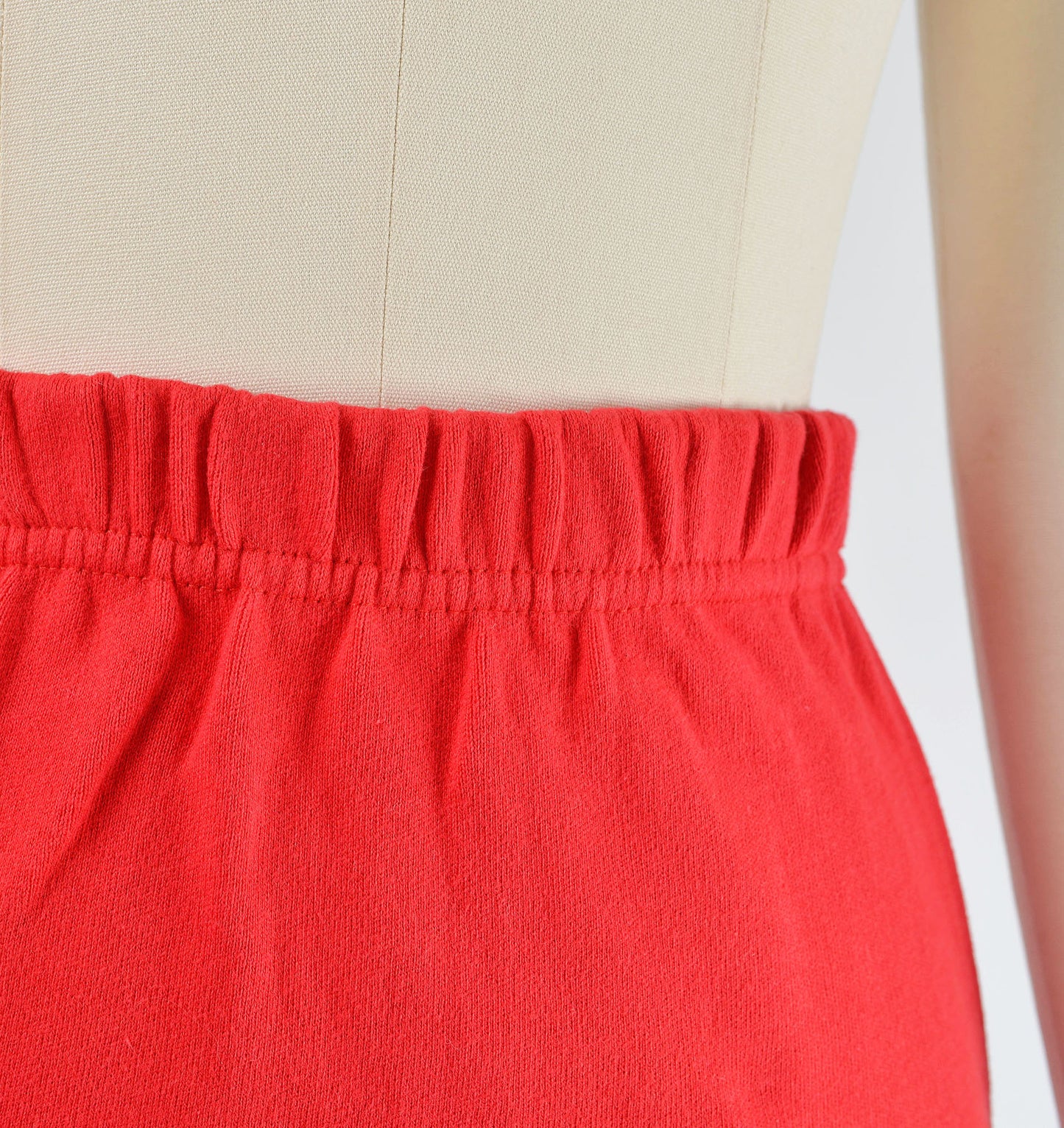 Vintage Red Cotton Knit Sweater and Stretchy Pencil Skirt Two Piece Outfit size XS