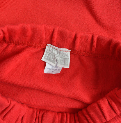 Vintage Red Cotton Knit Sweater and Stretchy Pencil Skirt Two Piece Outfit size XS