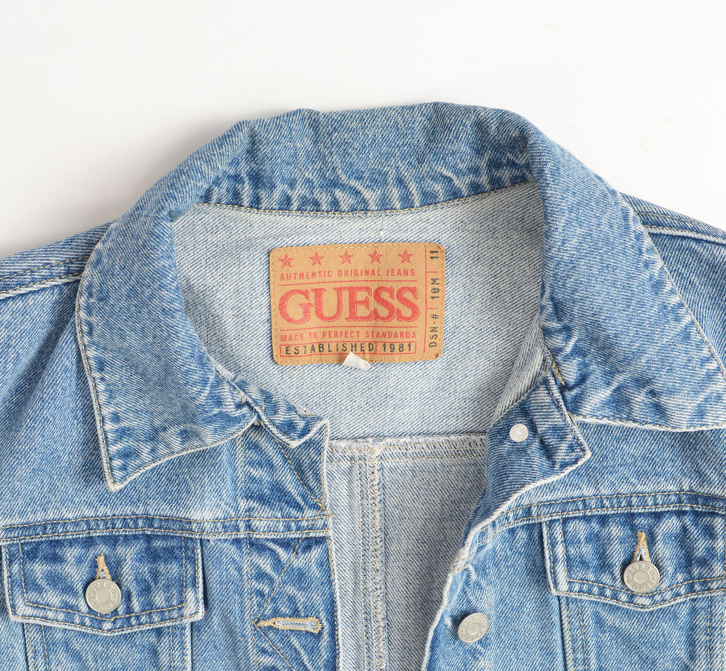 Vintage 90s Denim Guess Short Fitted Jean Trucker Jacket size XS S