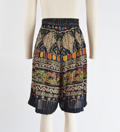 Vintage 90s Abstract Print Crop Top and Culottes Shorts Playsuit Set size S M