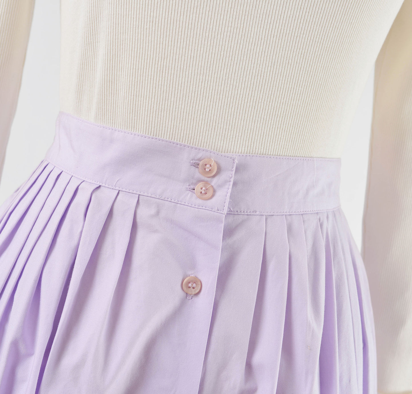 Vintage 80s Lavender Purple Cotton Full Button Front Maxi Skirt with Pockets size S