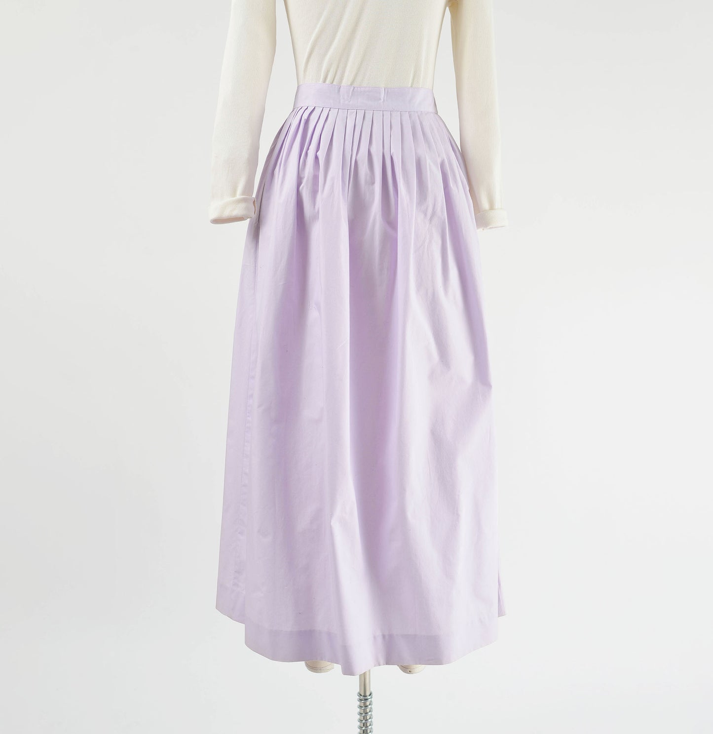 Vintage 80s Lavender Purple Cotton Full Button Front Maxi Skirt with Pockets size S