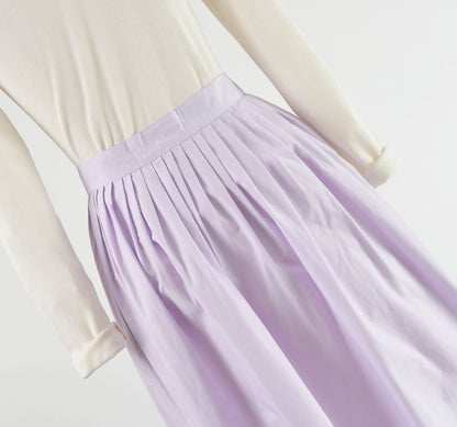 Vintage 80s Lavender Purple Cotton Full Button Front Maxi Skirt with Pockets size S