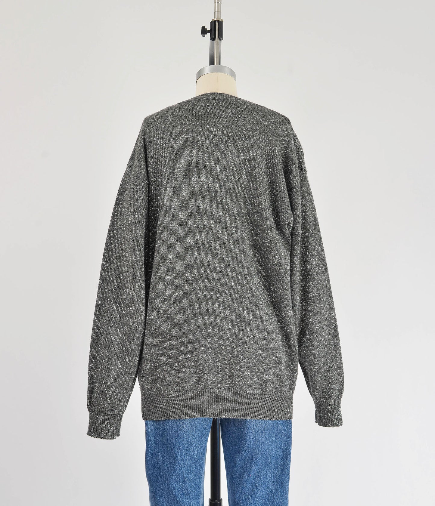 Vintage 80s Calvin Klein Gray Silver Wool Blend Sweater with Pockets size M L