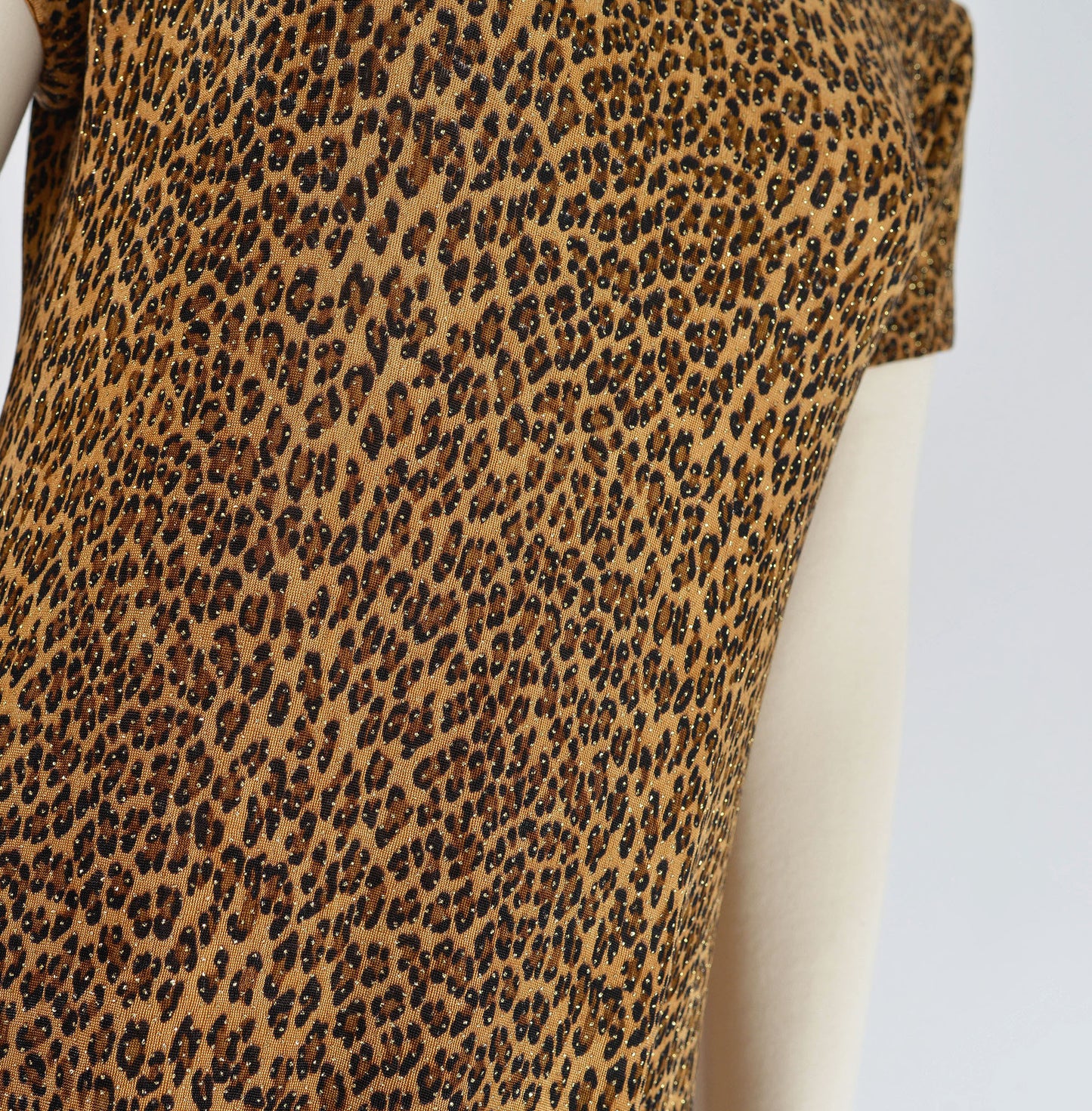 Vintage 90s Leopard Animal Print Slinky Knit A-line Midi Dress size S M