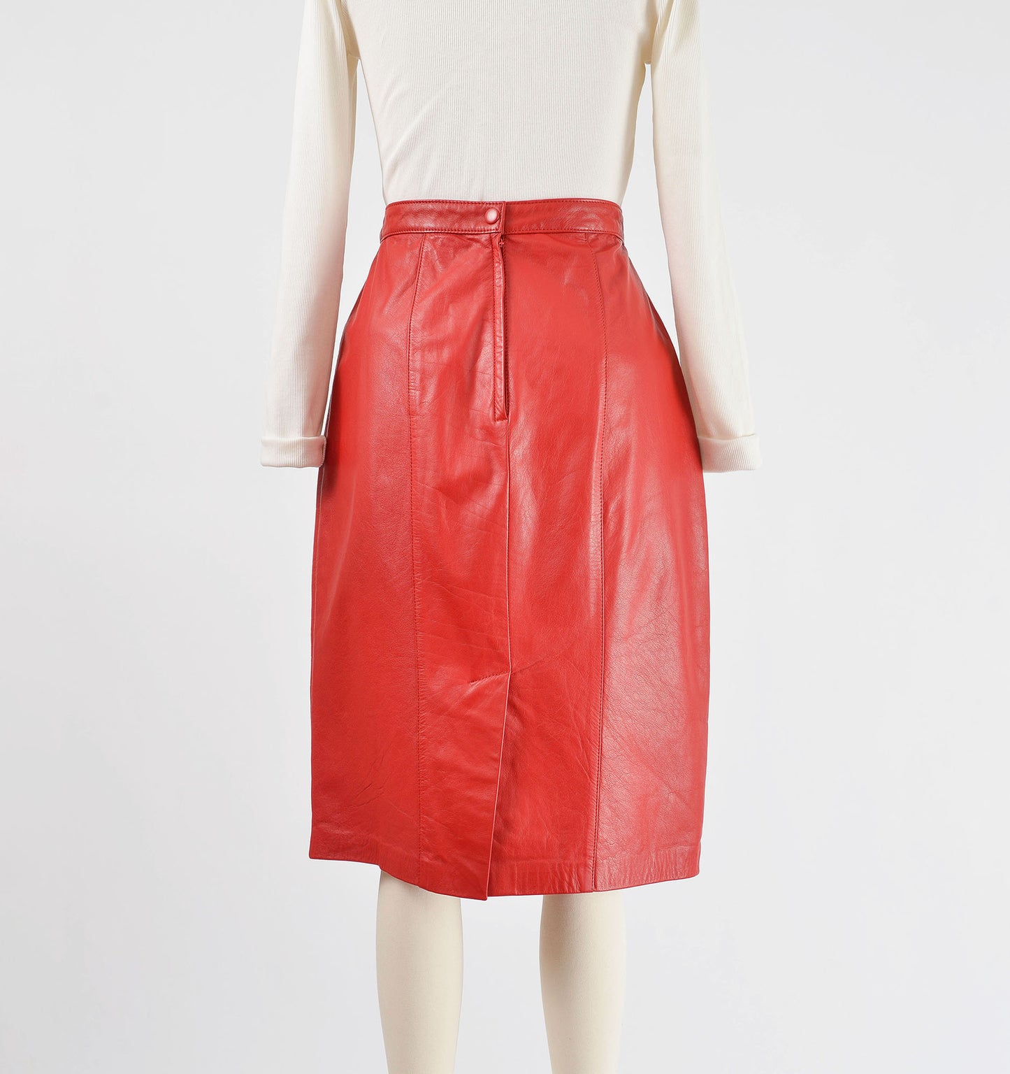 Vintage Red Leather High Waisted Pencil Skirt size S