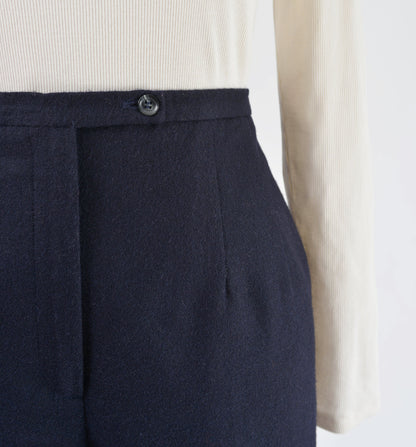 Vintage 90s Navy Wool Pants High Waisted Tapered Leg Trousers size S