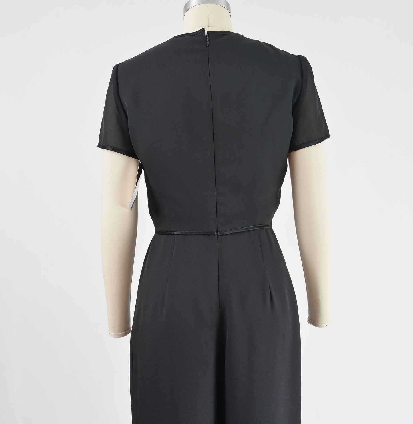 Vintage 90s Black Jumpsuit Layered Tie Waist Tapered Leg Pantsuit size S