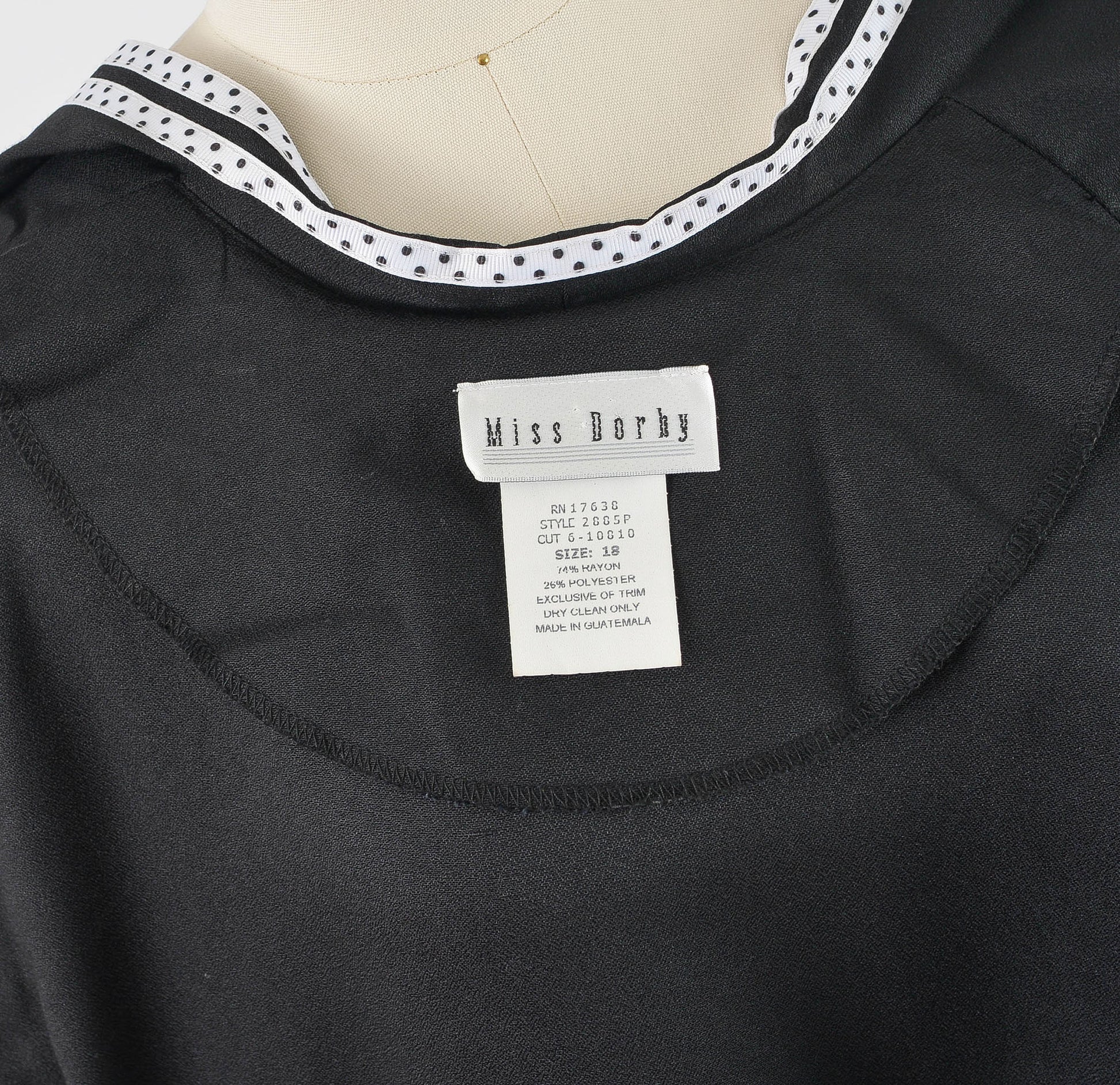 Miss Dorby label inside the neckline.