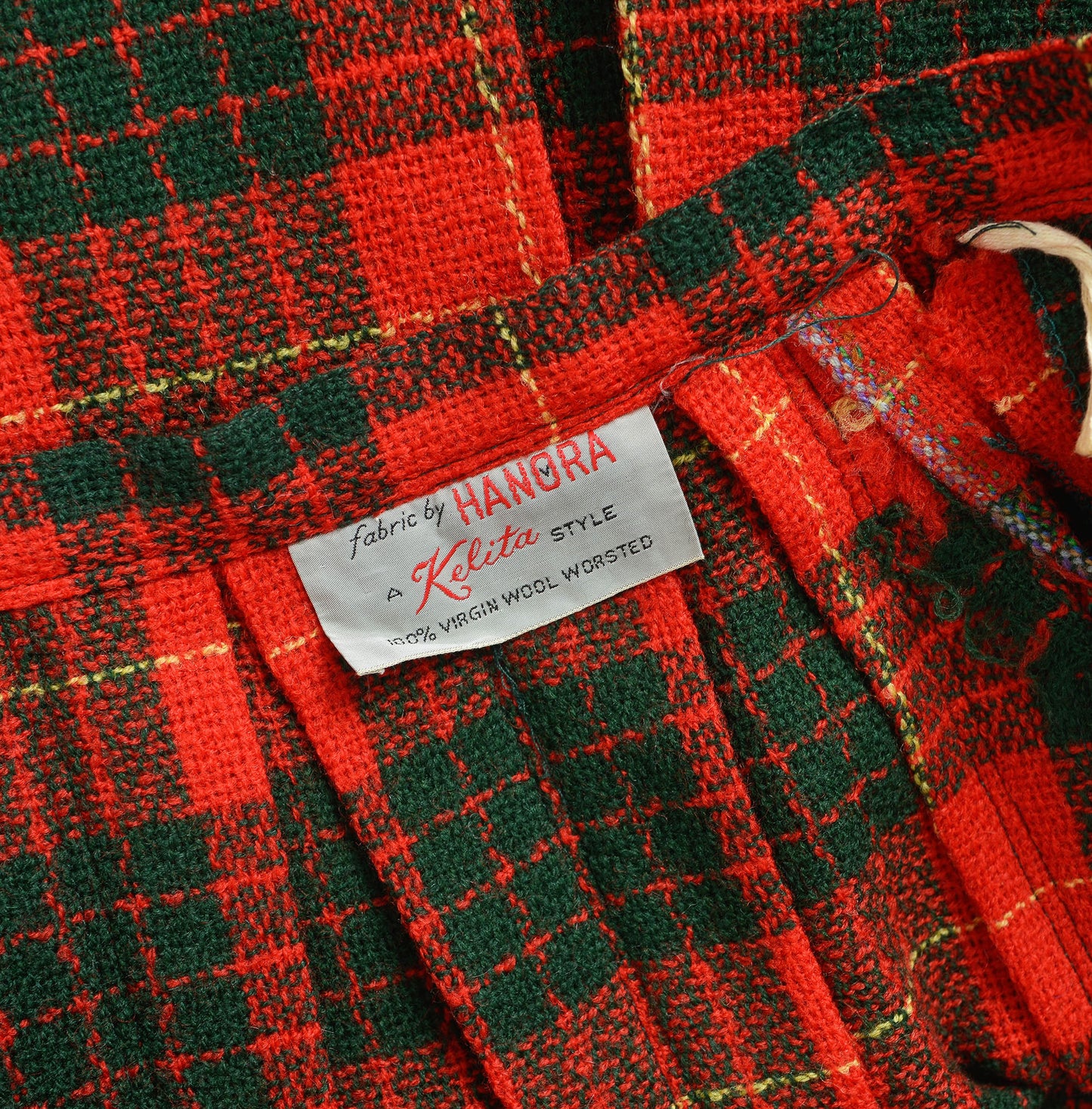 Vintage 50s Red and Green Plaid Wool Pleated Skirt size S