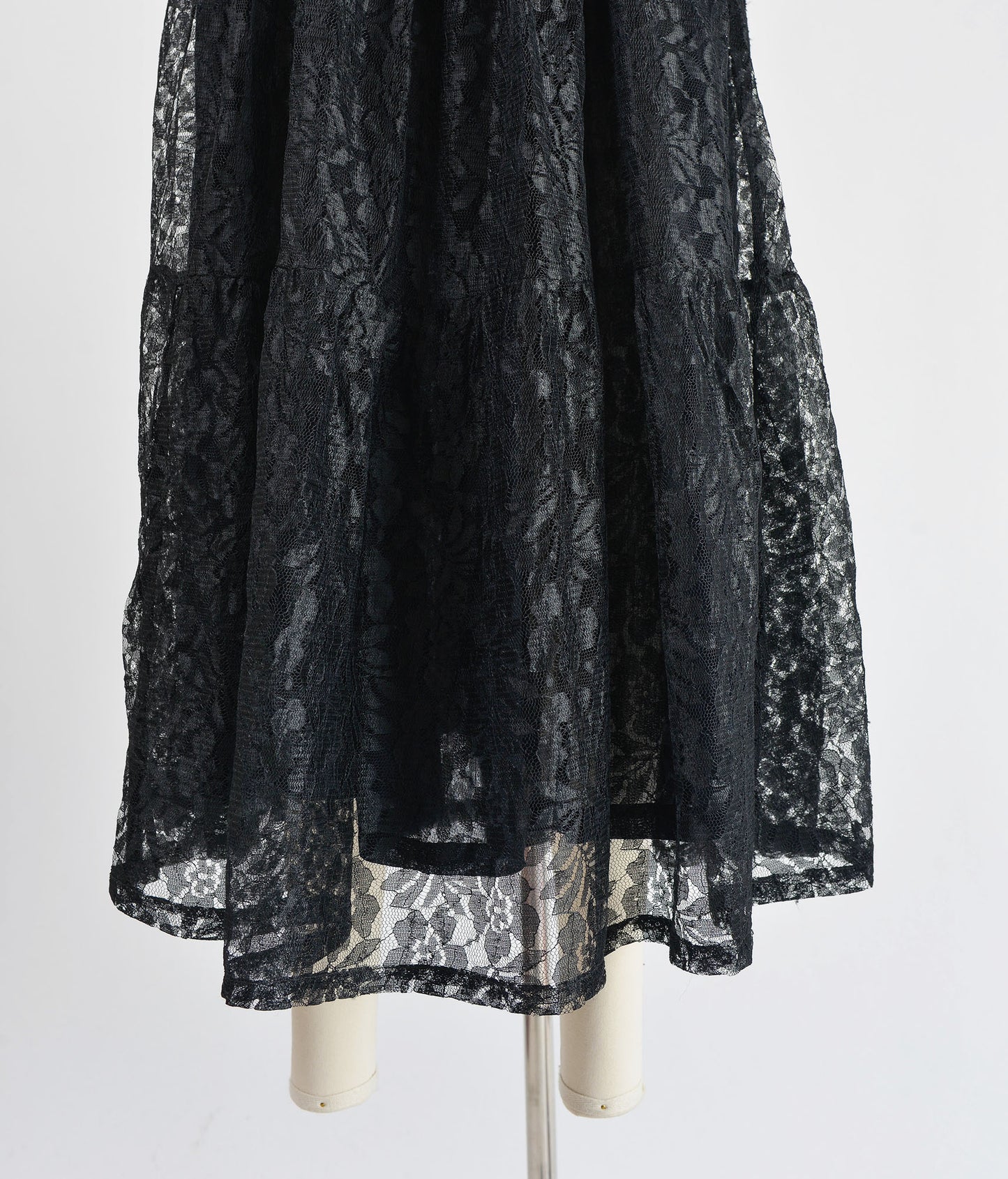 Vintage 90s Black Lace Whimsigoth Witchy Puff Sleeve Maxi Dress size M