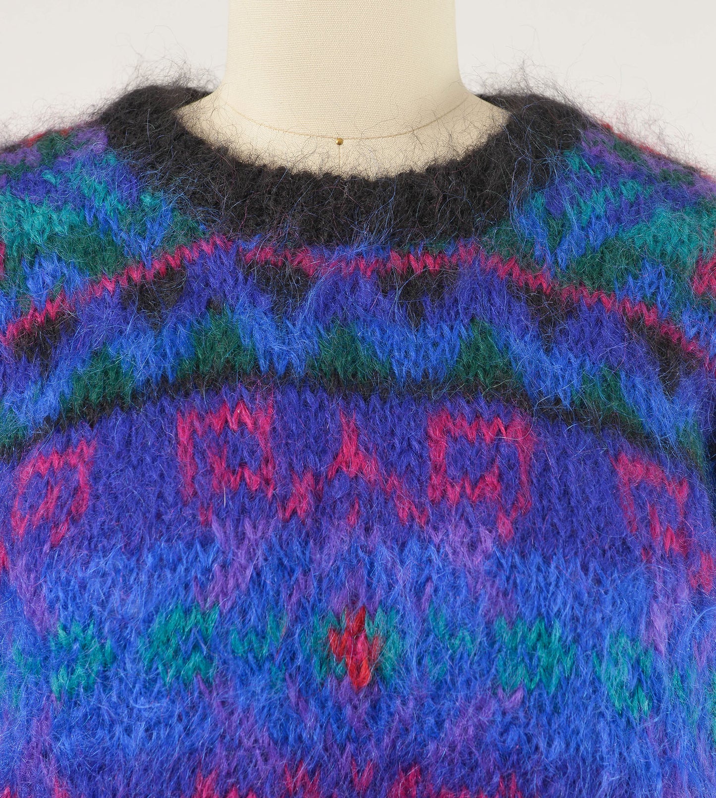 Vintage 90s Geometric Striped Crewneck Mohair Sweater size L XL