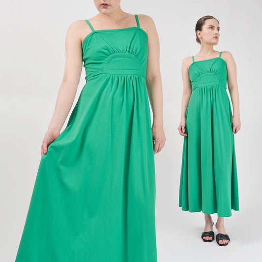 Vintage 70s green empire waist grecian disco maxi dress.