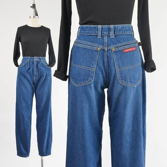 Vintage 80s Sasson Mom Jeans High Waisted Pleated Front Tapered Leg Cotton Denim Jeans