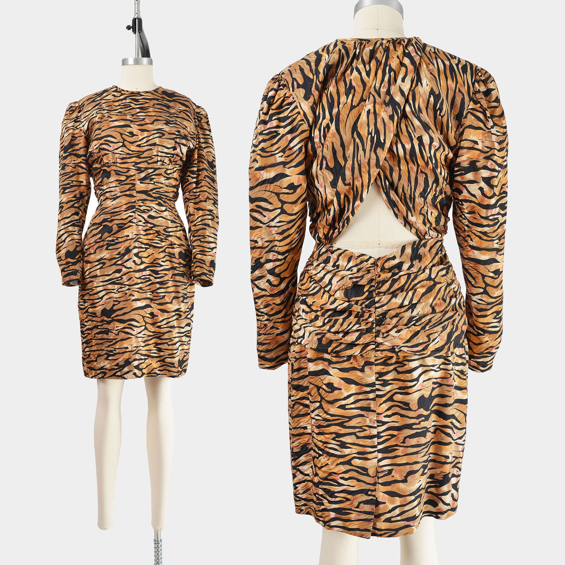 Vintage Lillie Rubin animal print silk dress.