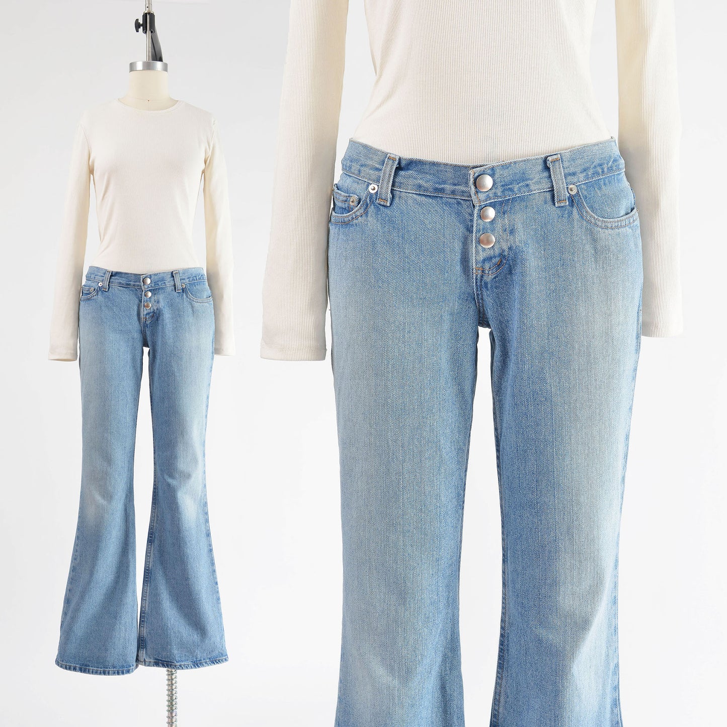 Vintage Y2K Faded Low Rise Flared Jeans size XS S